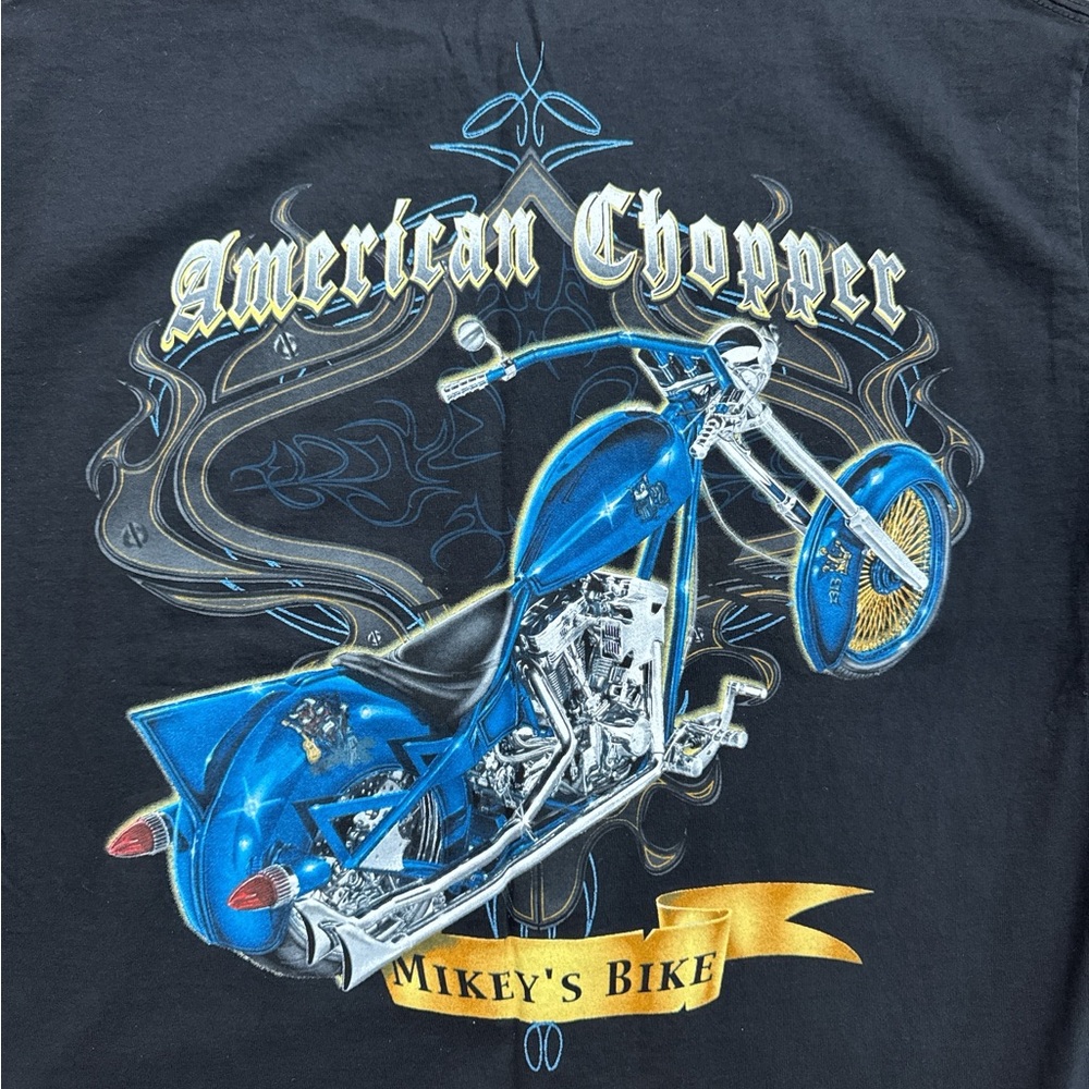 Vintage American Choppers Men’s Y2K T-Shirt Size XL Black Chopper Bike Graphic‎